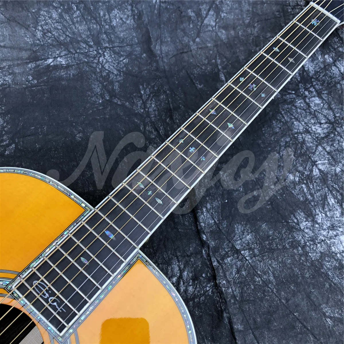 41 Inch G-OM42 Yellow Solid Spruce Acoustic Guitar Abalone Inlays Ebony Fingerboard Guitarra