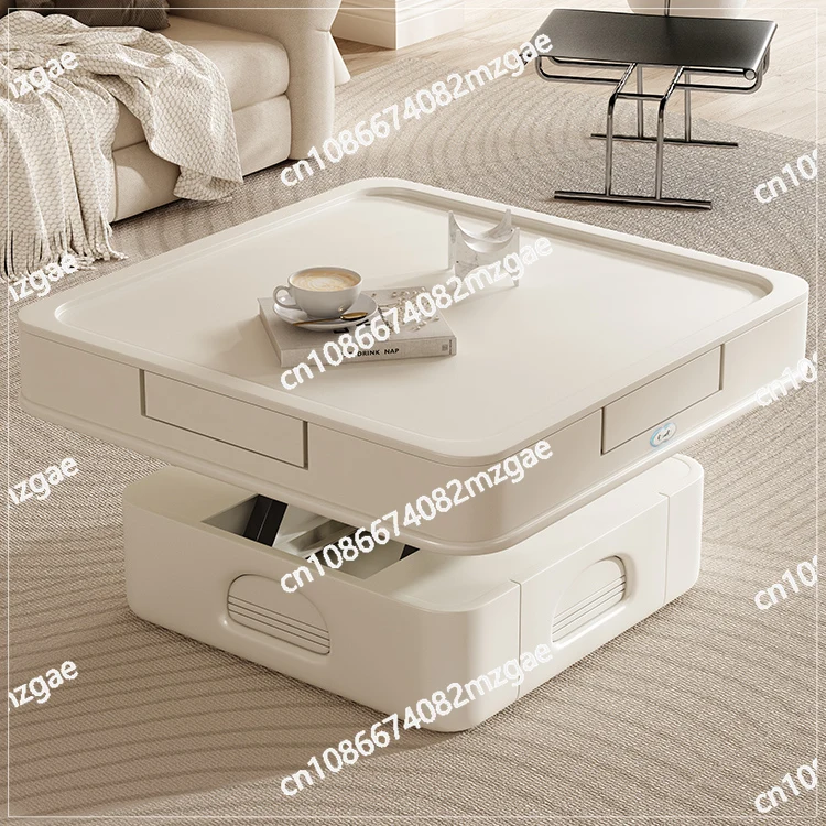 

Простой кремовый стол для маджонга со встроенной функцией подъема, автоматическая многофункциональная мебель для гостиной и дома.