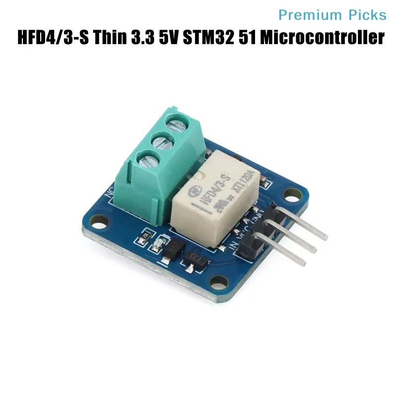 HFD4/3-S Ultra Thin Power Relay Module 3.3V 5V Overload Protection Fits STM32 51 Microcontroller for Power Supply Circuit Design