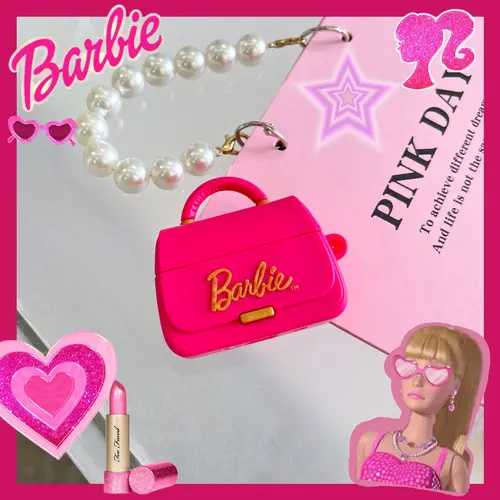 MINISO Barbie Bag Funda para auriculares inalámbricos Bluetooth Funda protectora de silicona para mujeres lindas para AirPods1/2/3/4/pro/pro2
