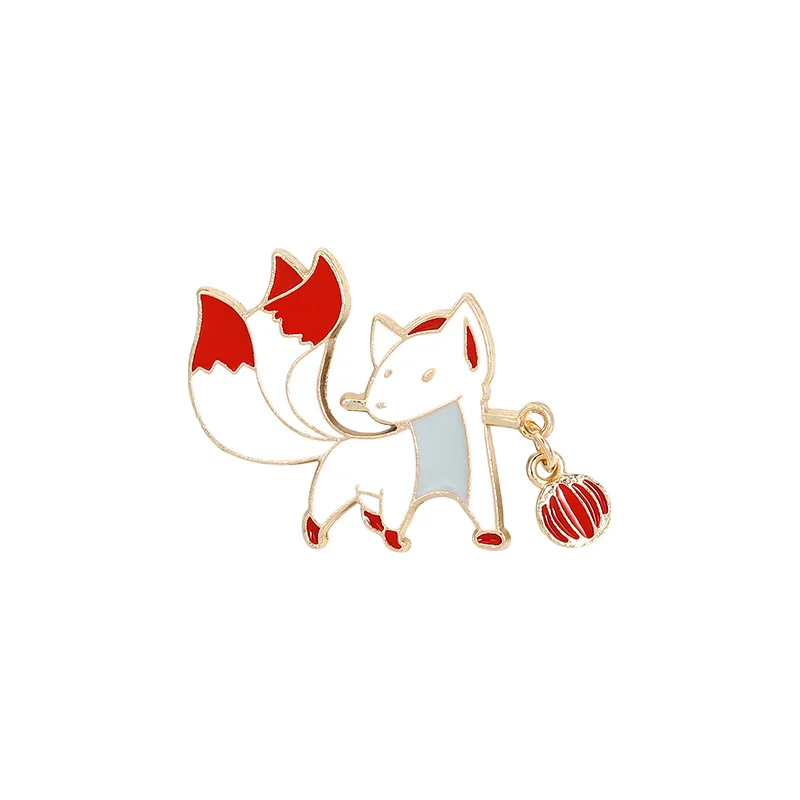 Ins Tide Personality High-end Women's Anti-light Buckle Cute Fox Brooch Lantern Badge Little Fox Brooch