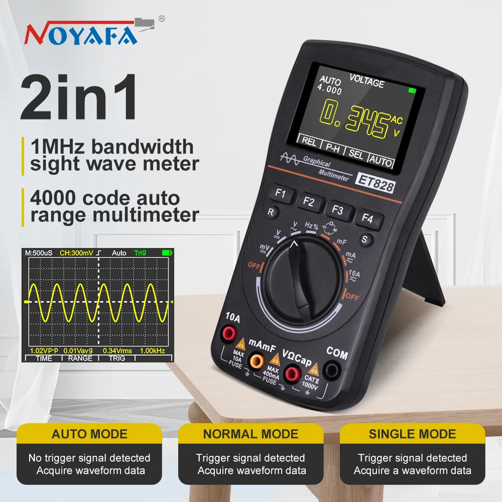 

Noyafa Digital Oscilloscope Multimeter 1MHZ 2.5Msps Sampling Rate Oscilloscope 4000 Counts Display Digital Multimeter