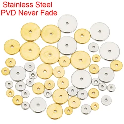 30pcs PVD Never Fade Stainless Steel Spacer Beads 4 5 6 8 10 mm Flat Thin Necklace Beads For Bracelet Findings Jewelry Making