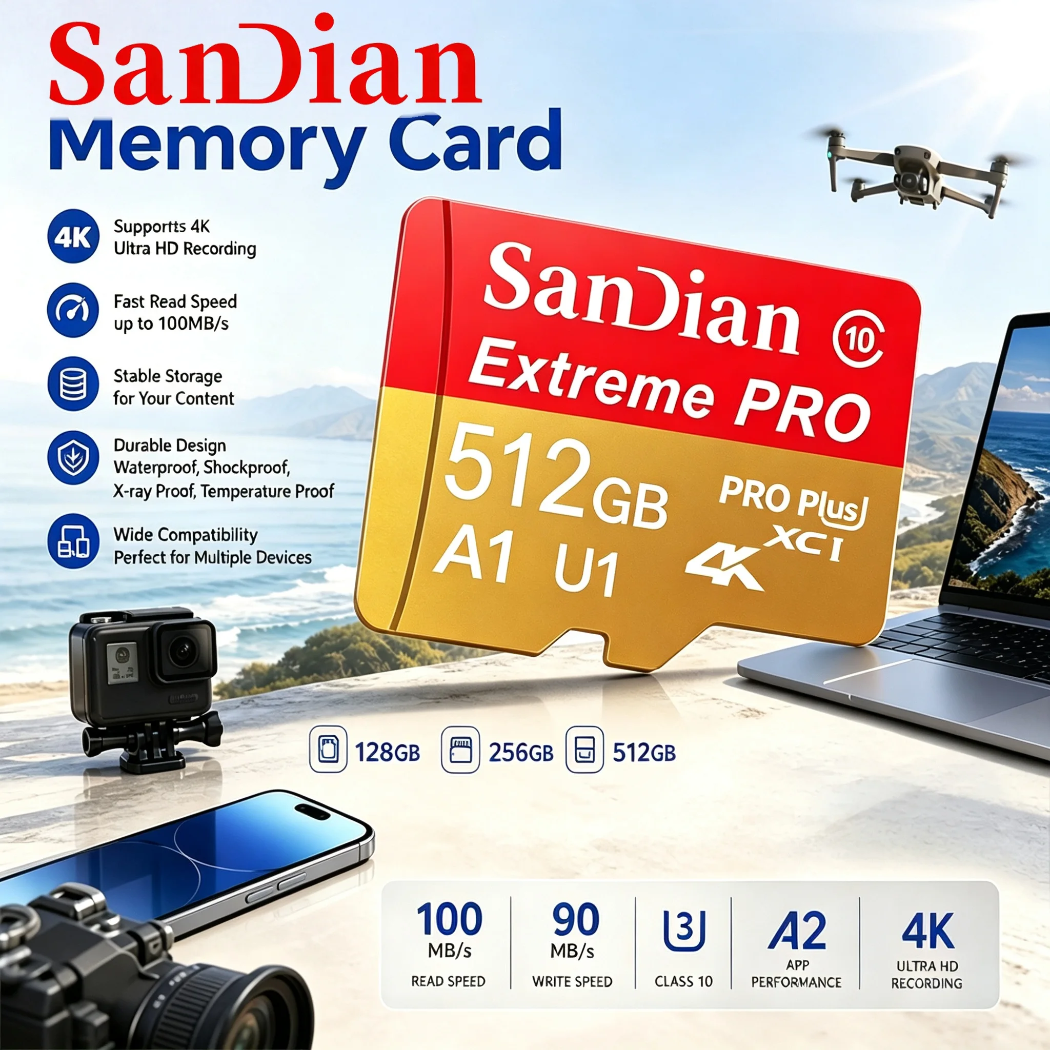 Memory Card 128GB 256GB 32GB 512GB SD Cards TF Cards Micro TF SD Card V10 for Router/Baby Monitor/Sport Camera/Car DVR/Toy