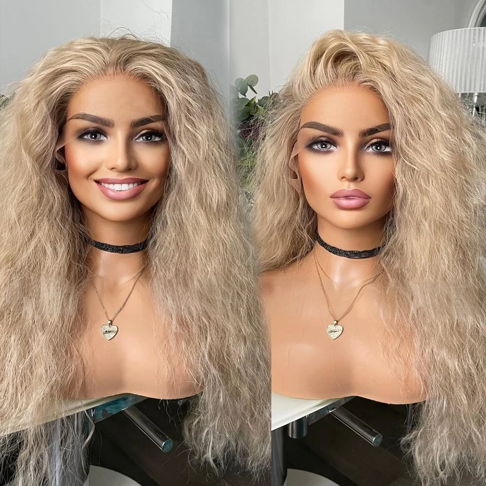 Charisma 13X4 Synthetic Lace Front Wigs For Women Deep Wave Pre Plucked With Baby Hair Wig Glueless Wigs Ash Blonde Curly Wig