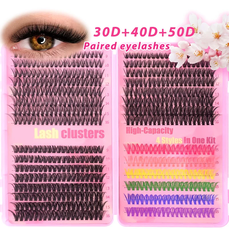 640/600/256/192 SZTUK Dużej Ilości Kolorowych Rzęs 30D 40D 50D i 80D – Miękkie, Objętościowe, Naturalny Wygląd, Wodoodporne, Lekkie