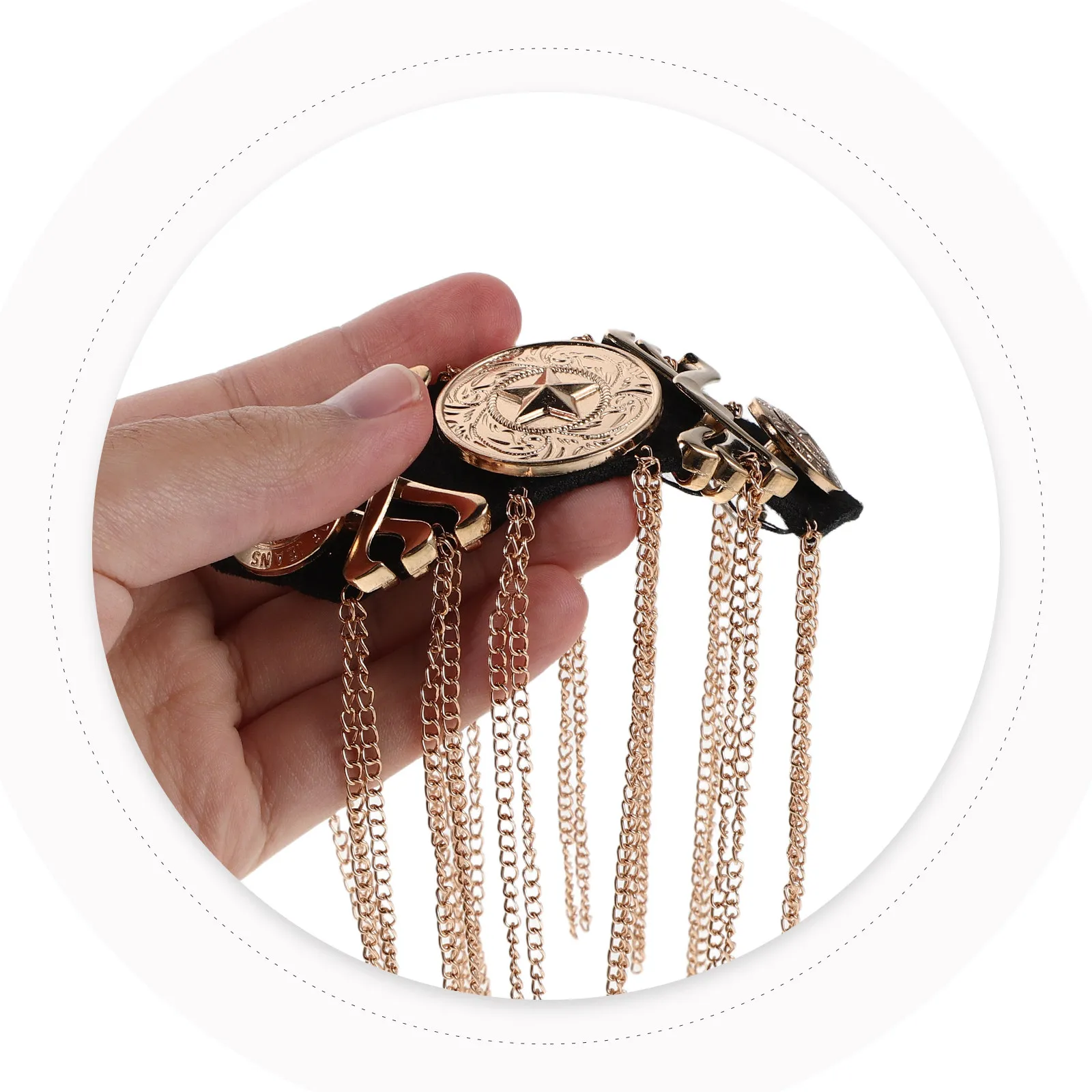 

Пара винтажных металлических цепочек с бахромой в стиле ретро-панк для декора плеч, дышащие, с бусинами, для костюмов и выступлений