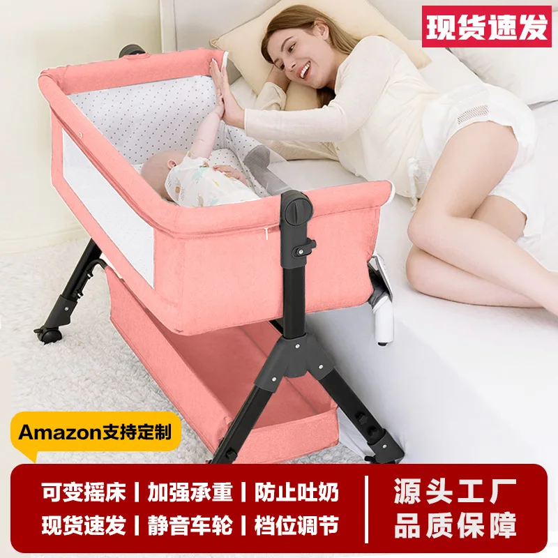 

Baby Bedside Bed Newborn Bed Spliced Large Baby Crib Children's Bed Multifunctional Movable Foldable