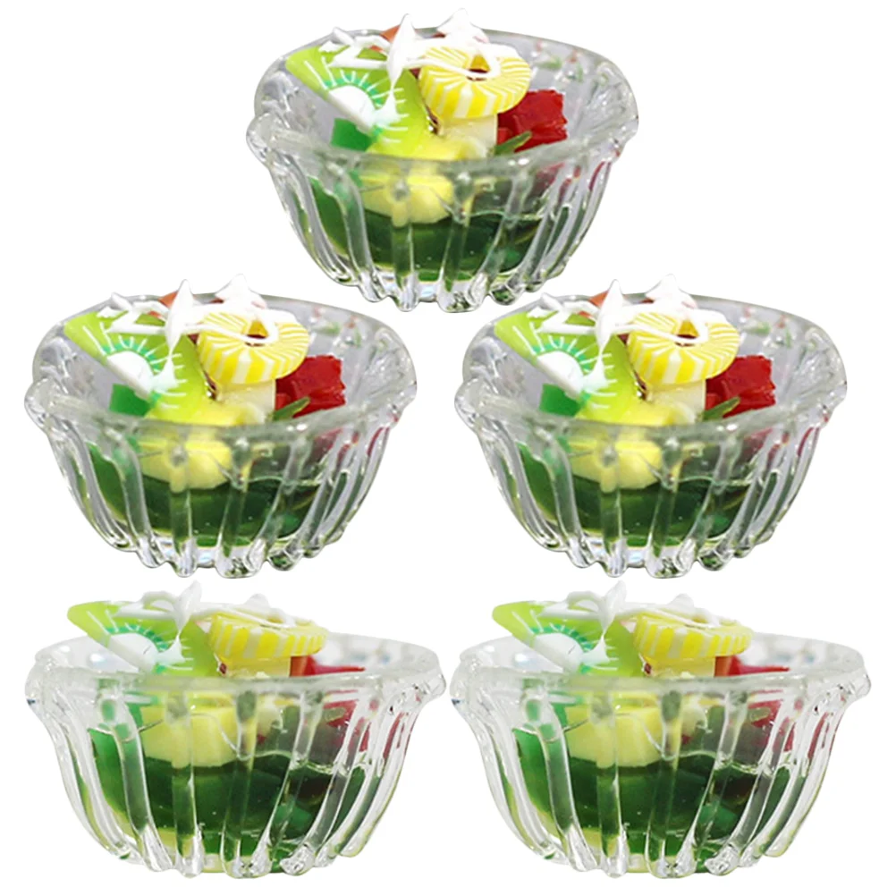 5Pcs Miniature Food Toys Miniature Salad Bowl Models Fake Food Micro Landscape Prop miniature salad decor