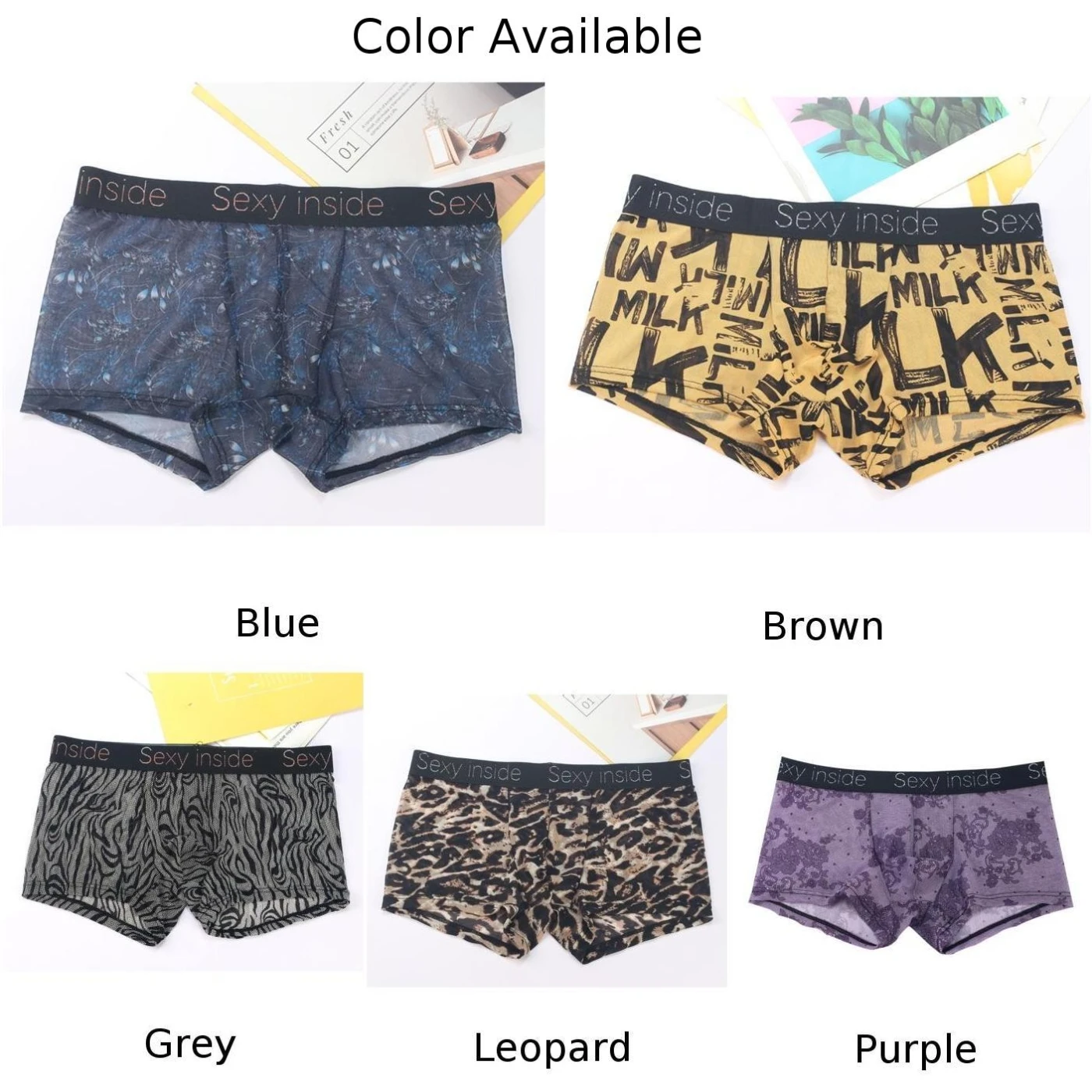 Men See Through Ultra-thin Briefs Shorts Underwear Panties Mesh Bulge Pouch Ice Silk Seamless Smooth Soft Panties Briefs