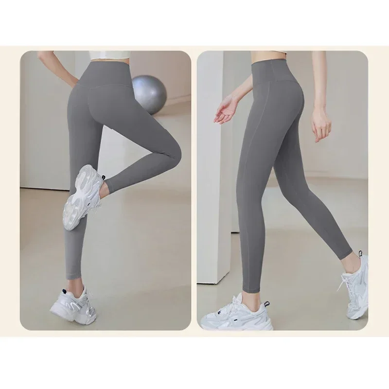 Calças de yoga com nervuras cintura alta gym_eggings esporte feminino fitness sem costura legging controle barriga runningtraining collants