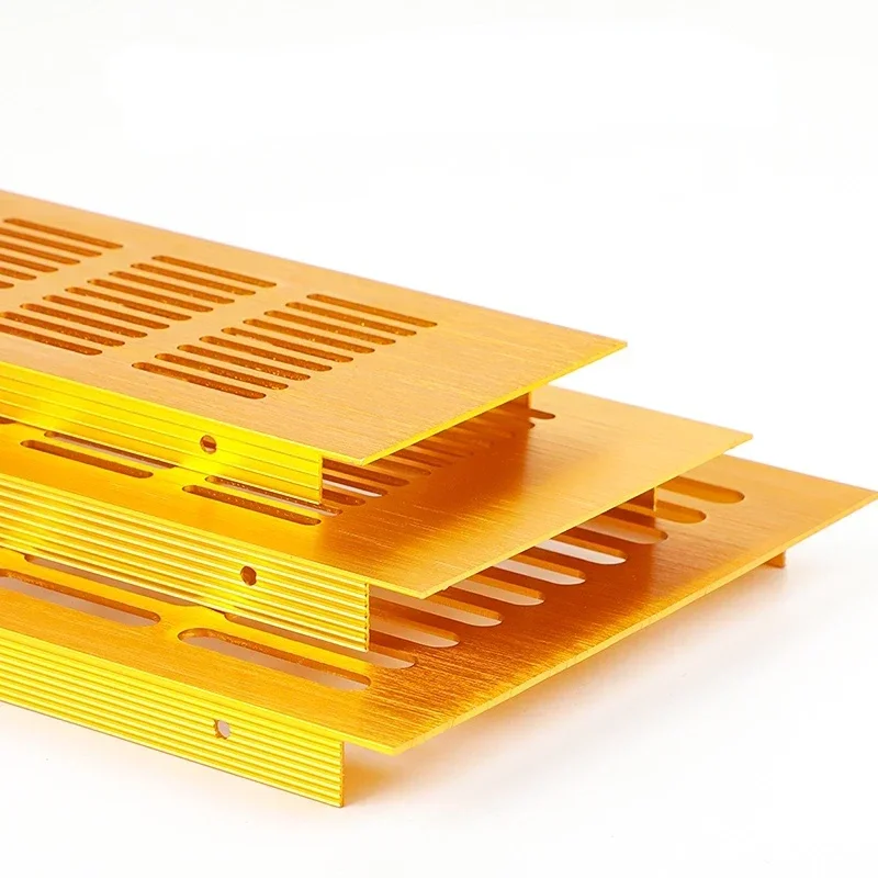 2Pcs Snow Flower Grid Rectangle Gold Silver Black Aluminum Vent Air Grille Cover Furniture Shoe Closet Cabinet Flush