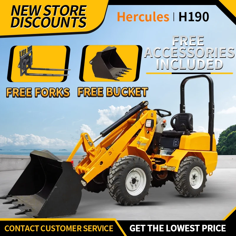 ミニローダー 1000kg 無料配送 ディーゼルローダー 4×4ホイール フロントローダー 全地形対応スキッドステアローダー 小型ローダー 4輪