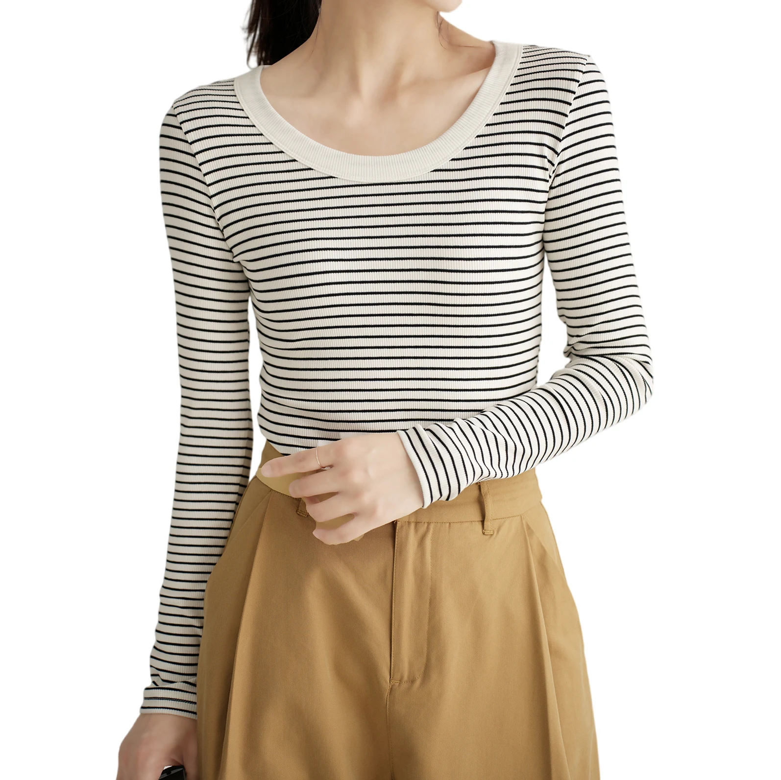 

Women Autumn Winte Clothings Long Sleeve Tops for Women Cotton High elastical Women blauses With Square Collar Solid Color
