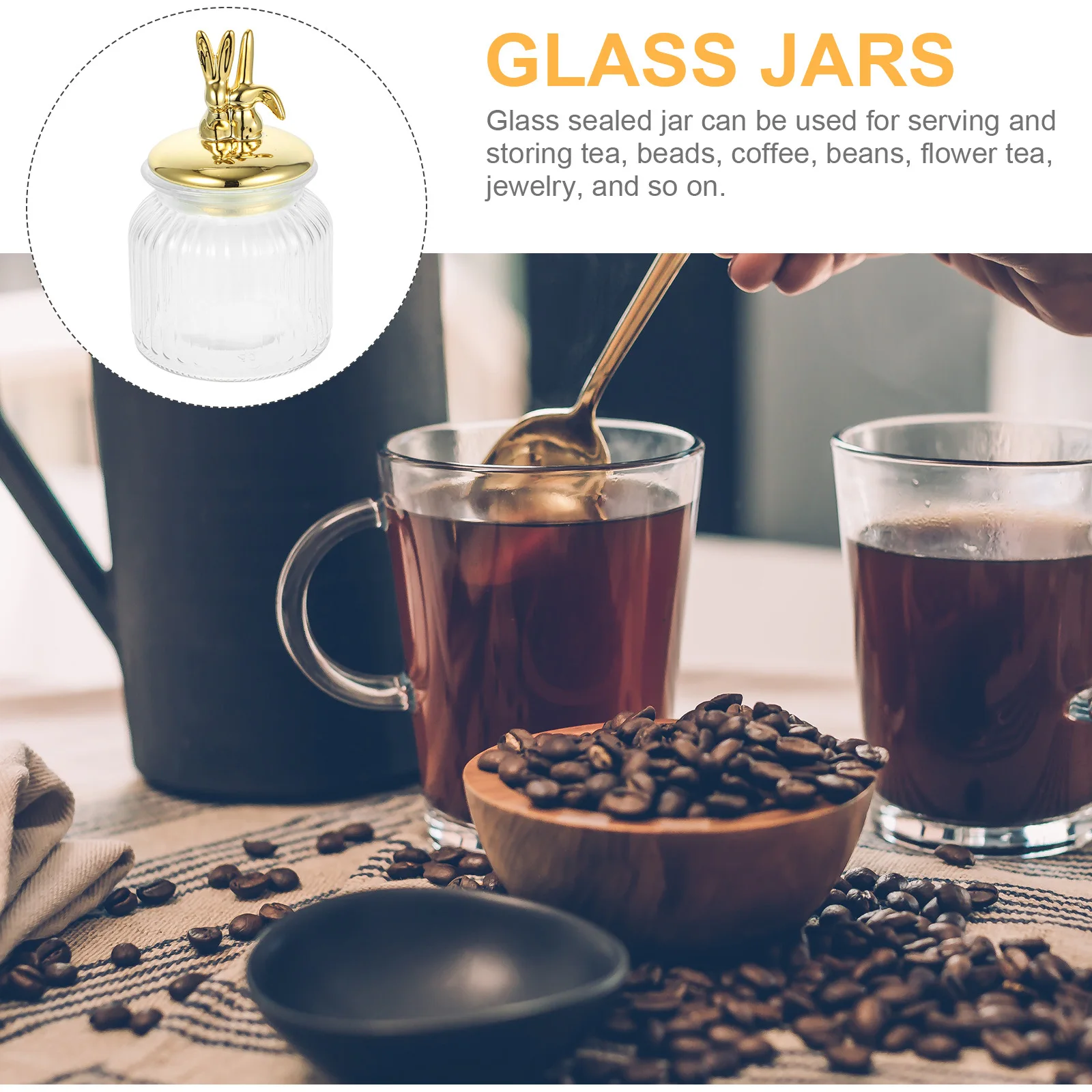 

Easter Bunny Ear Style Glass Canister Sealed Container Candy Jar Kitchen Storage Organizer Transparent Decorative