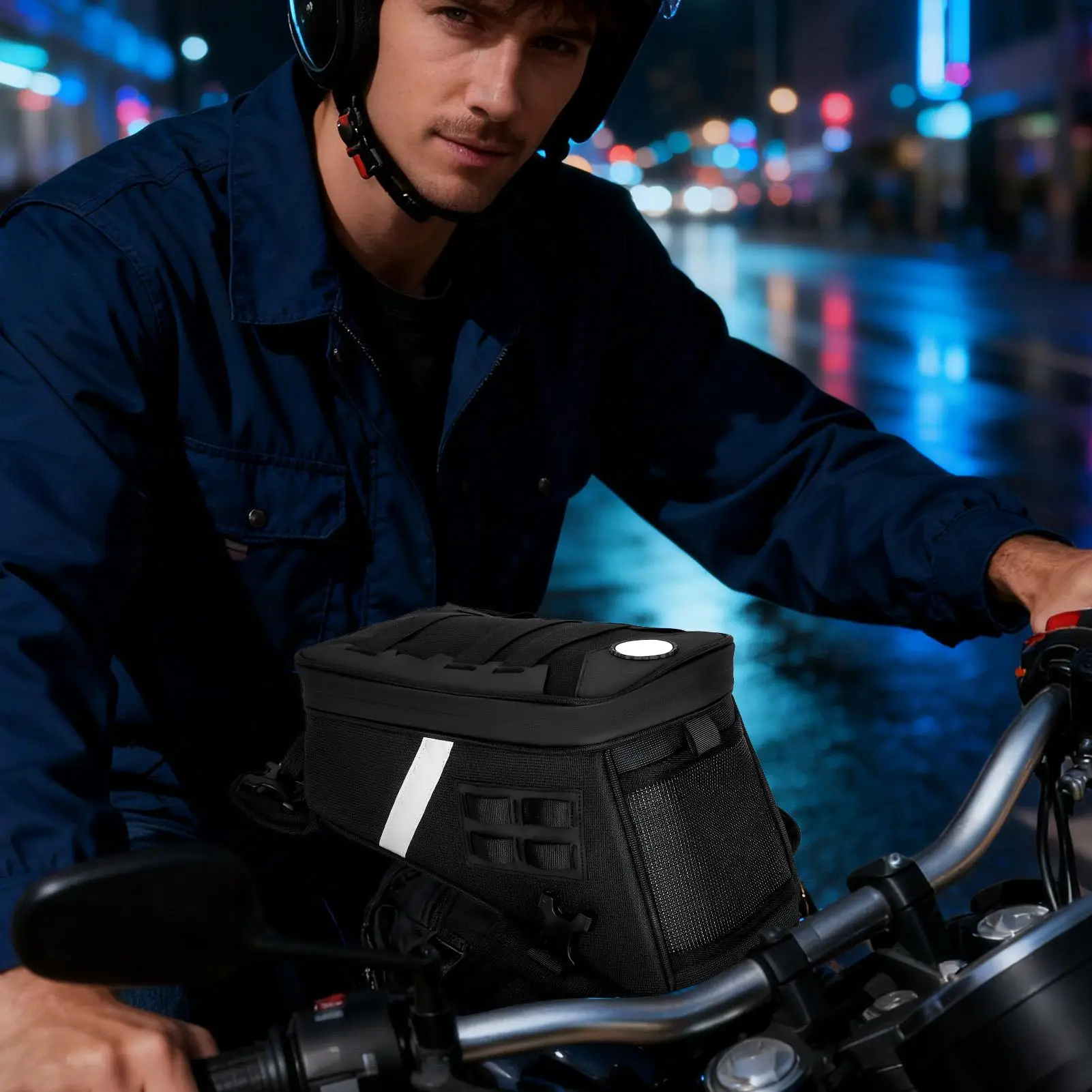 

Сумка для топливного бака мотоцикла с эластичным ремнем, 5 л, противоскользящий светоотражающий органайзер, быстросъемный мотоциклетный чемодан для путешествий на велосипеде