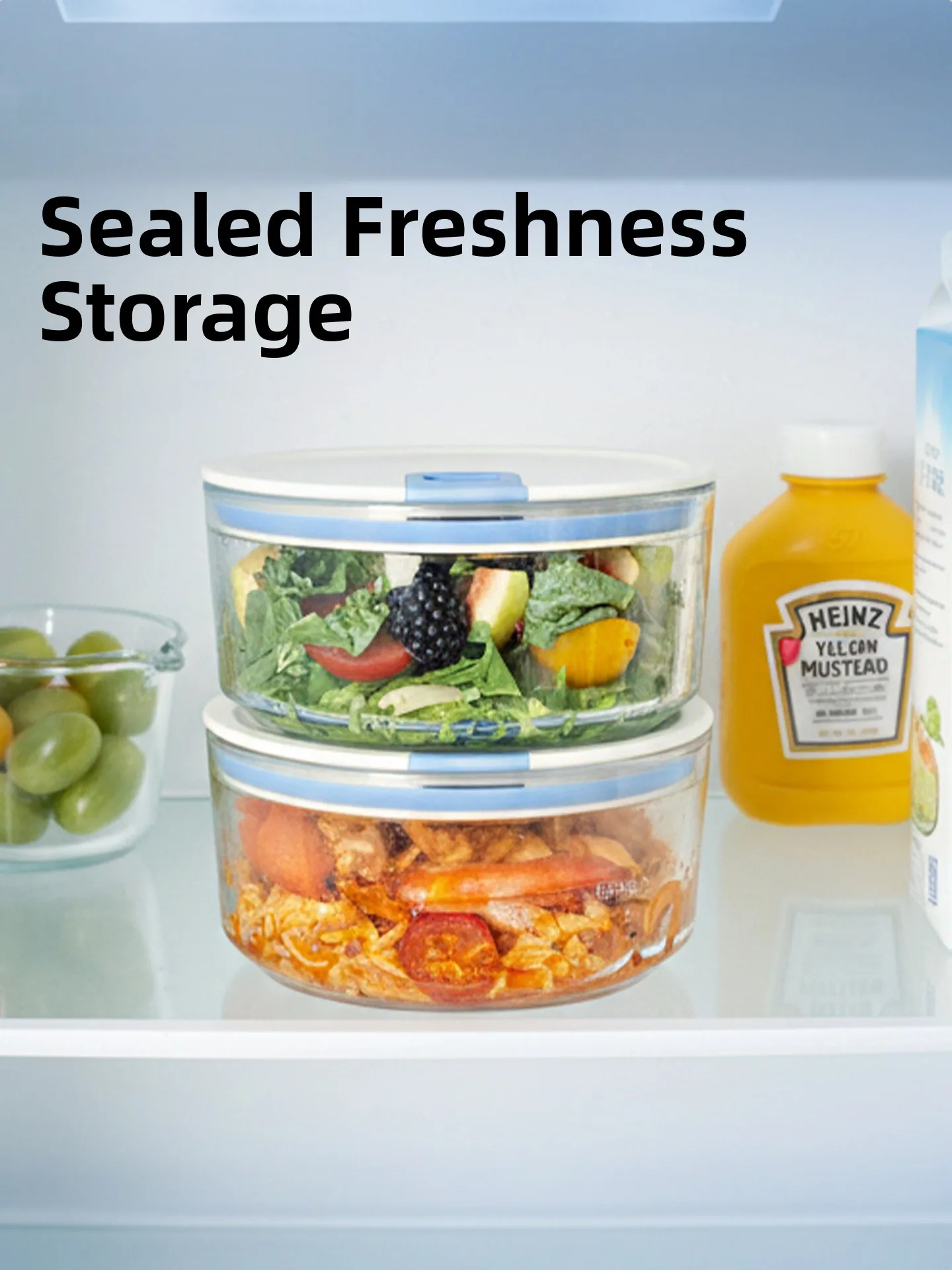 Neoflam Glass Food Container with Lid Microwave Safe Leakproof Lunch Box for Office Workers Square Shape Transparent Design view 3