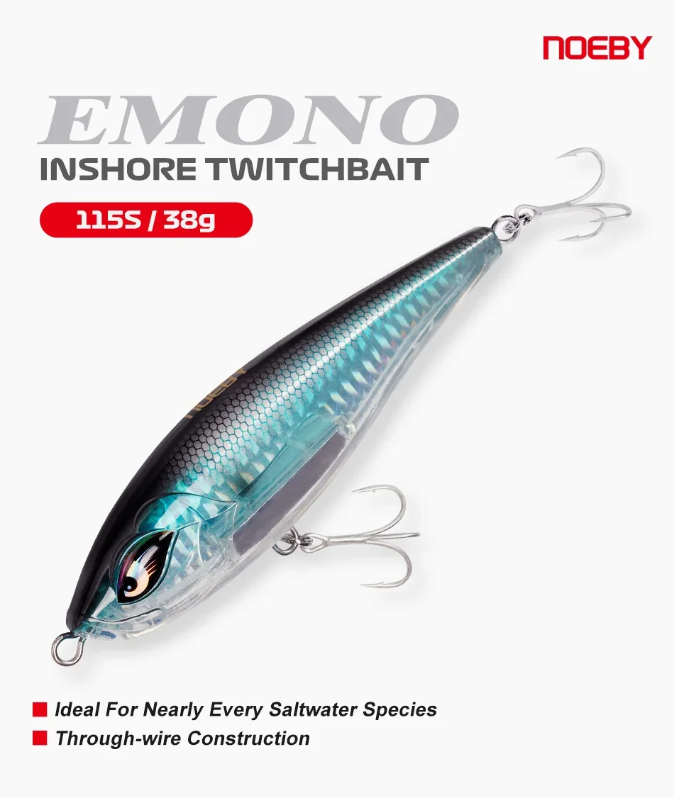 NOEBY Inshore Twitch Bait 115mm 38g Sinkender Jerk-Angelköder mit 3X Starken Haken für Salzwasser-Hardlure-Angeln – Detail 1
