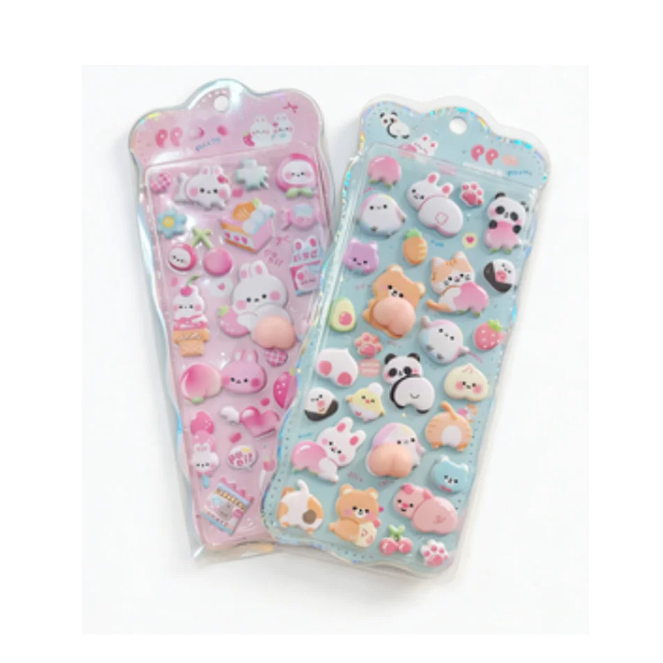 귀여운 만화 부드러운 작은 토끼 3D 핀칭 릴랙싱 엉덩이 스티커 귀여운 DIY 모바일 북 데코레이션 스티커 축제 선물