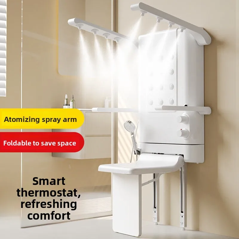 Multifunctional bath shower stool thermostatic wall tub foldable shower armrest elderly sitting bath chair 2