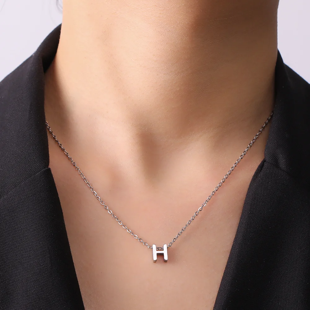 Cazador Initial Letter Necklace for Women Girls Stainless Steel A-Z Alphabet Choker Chain Jewelry Trend 2024 Birthday Gifts New