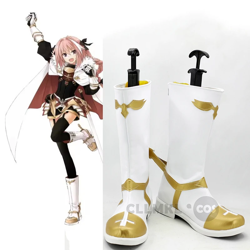 

Новая обувь для косплея Fate Grand Order Rider Astolfo, ботинки из искусственной кожи в стиле аниме для косплея, обувь для вечеринки на Хэллоуин