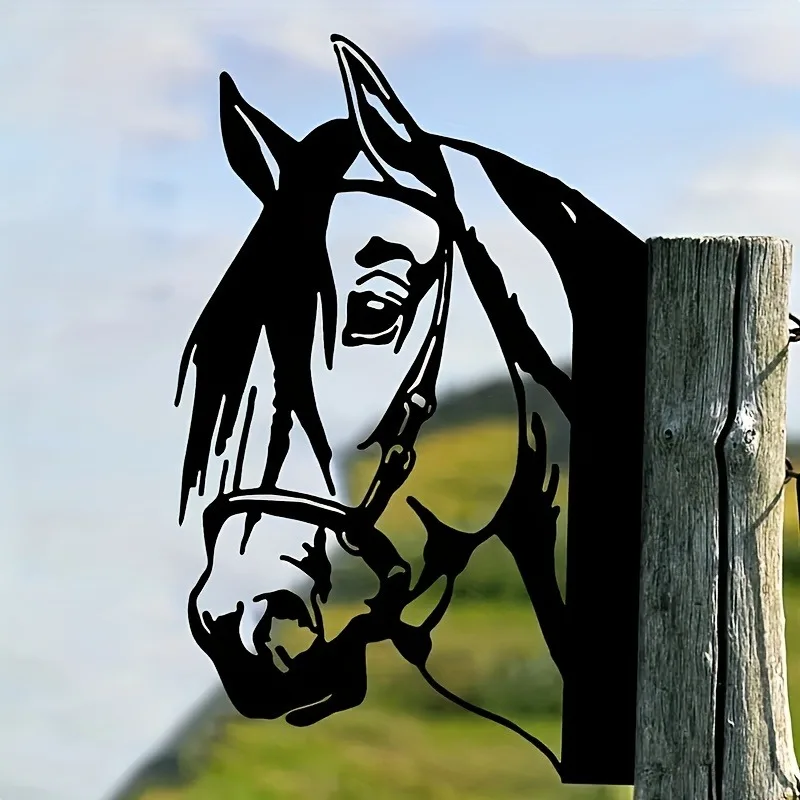 Rustic Metal Horse Characters Figure Wall Art-Farm Animal Silhouette Fence Decor