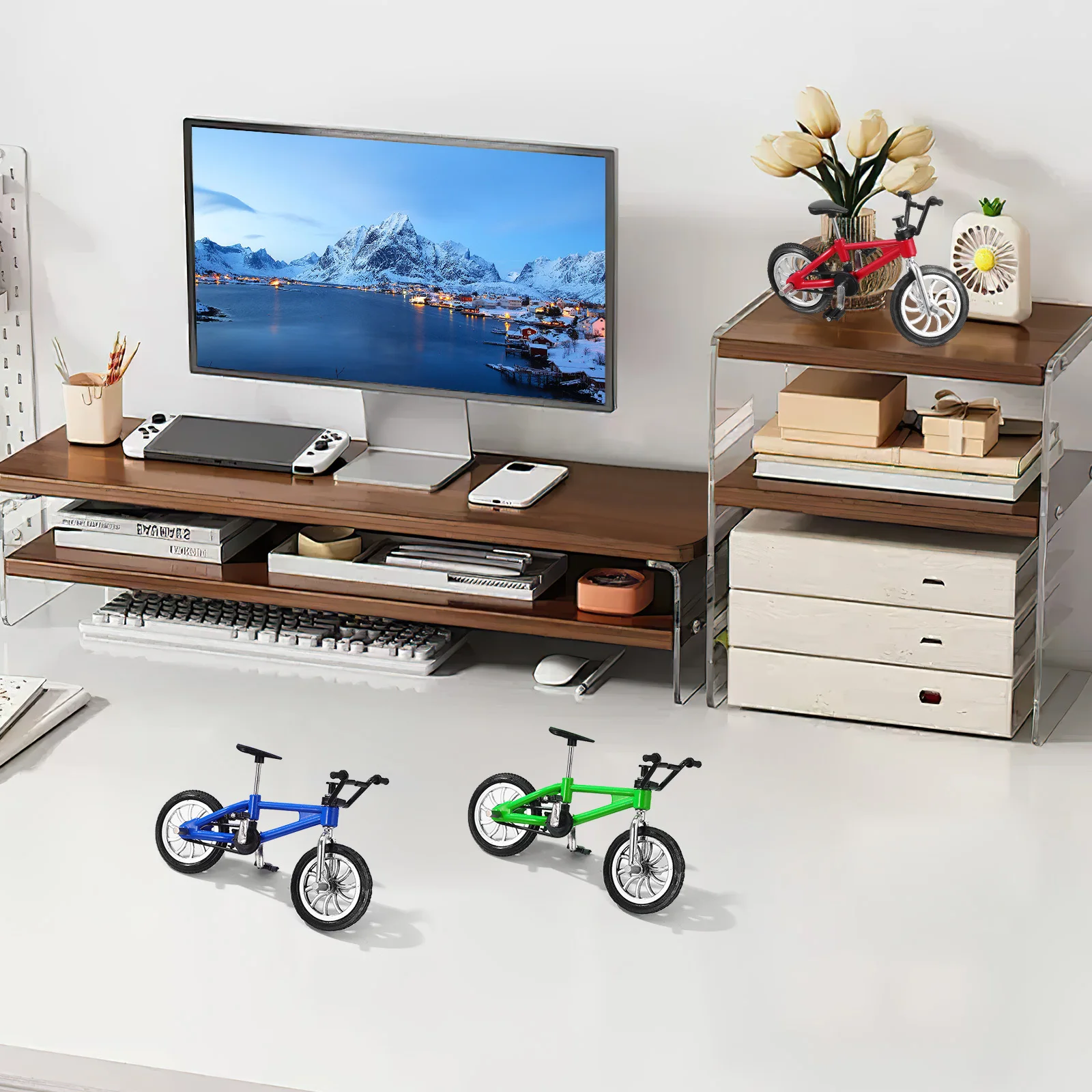 4pcs 1:18 Bicycle For Kids Bright Color Decor Gift Finger Bike Finger Bicycle Collection Miniature Bike