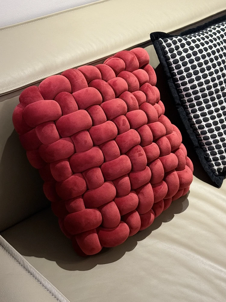 

Красная бархатная подушка hine Waable для гостиной, диван, вязаный диван Cuion Tat Zu Pad, новогодний простой полипропиленовый хлопковый наполнитель