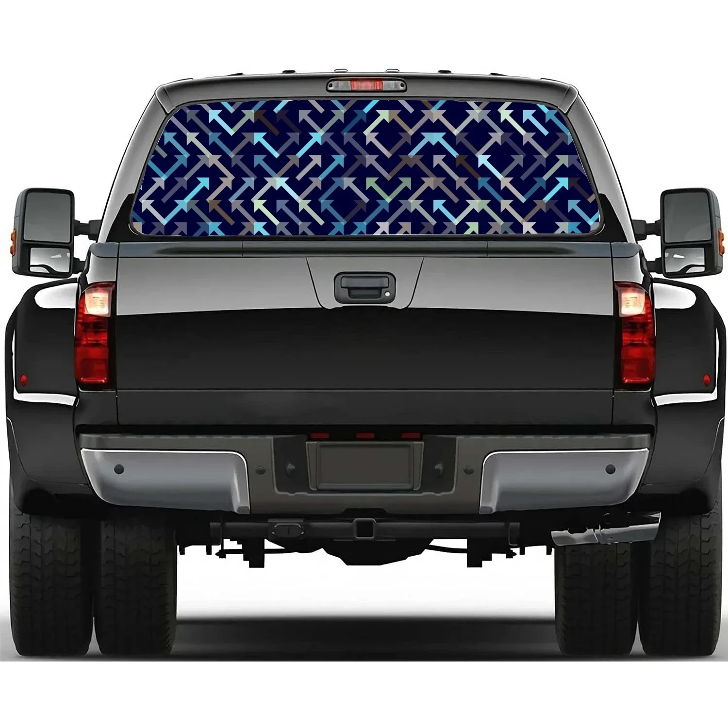 Abstract Arrow Geometric Art Rear Window Decal Fit Pickup,Truck,Car Universal See Through Perforated Back Windows Vinyl Sticker