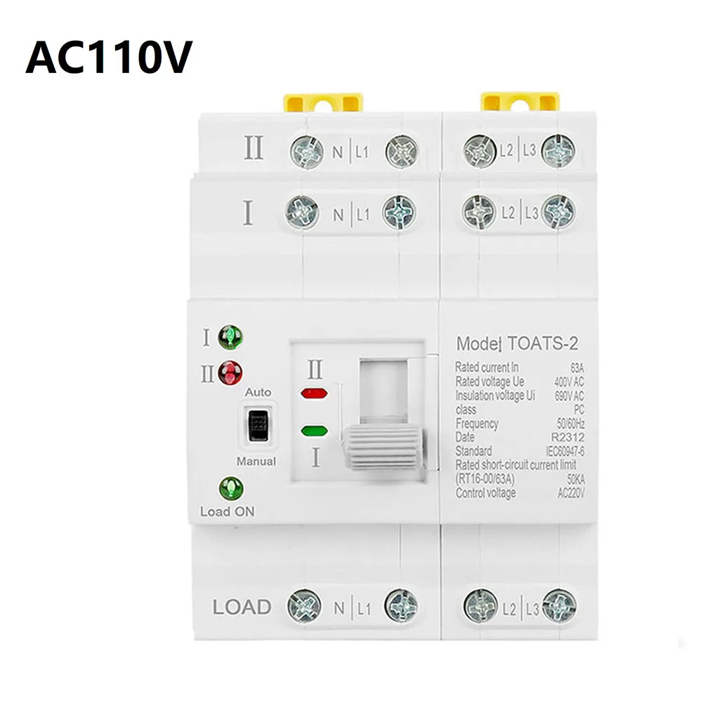 1pc 4P Automatic Transfer Switch Household Din Rail Switch 4P 63A For ATS Dual Power Automatic Transfer Switch