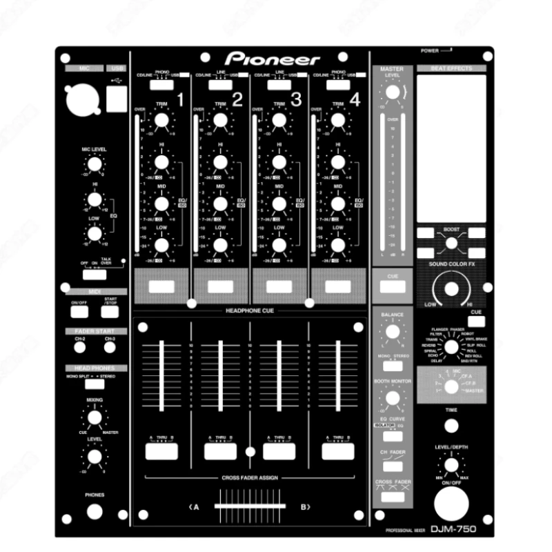 Pioneer DJM-750 Djm750  Mixing Console Film Panel Protection Sticker.Not Iron Panel
