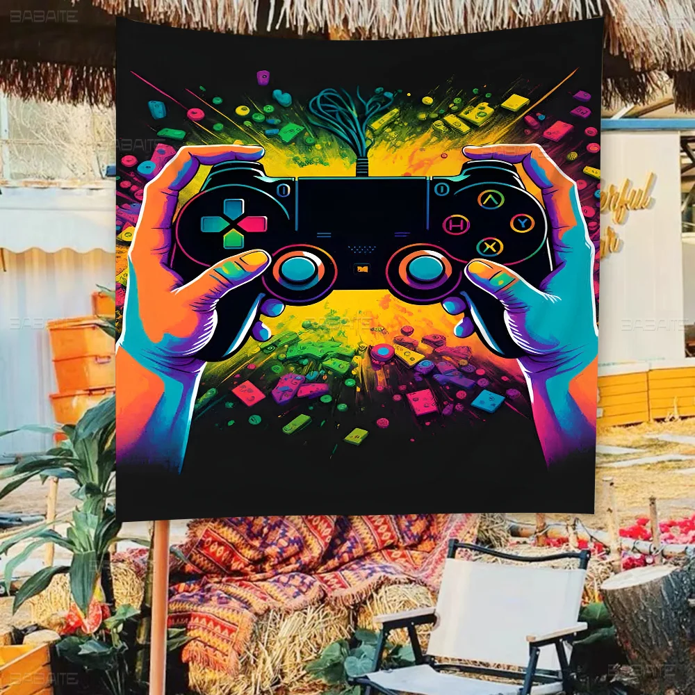 Colorful Game Controller Creative Pattern Hanging Flag Polyester Printed Banner Hand Pulled Flag