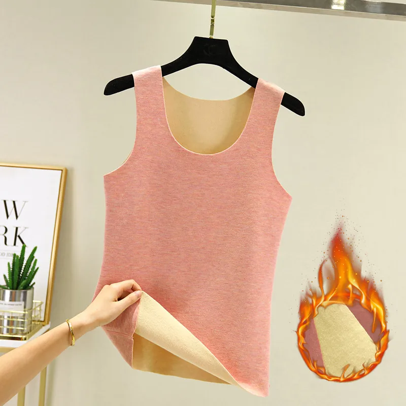 Silk Fleece Close-Fitting Vest Women's Autumn Winter Seamless Inner Wear Thickened Warm Underwear Cotton  Color Commute ...