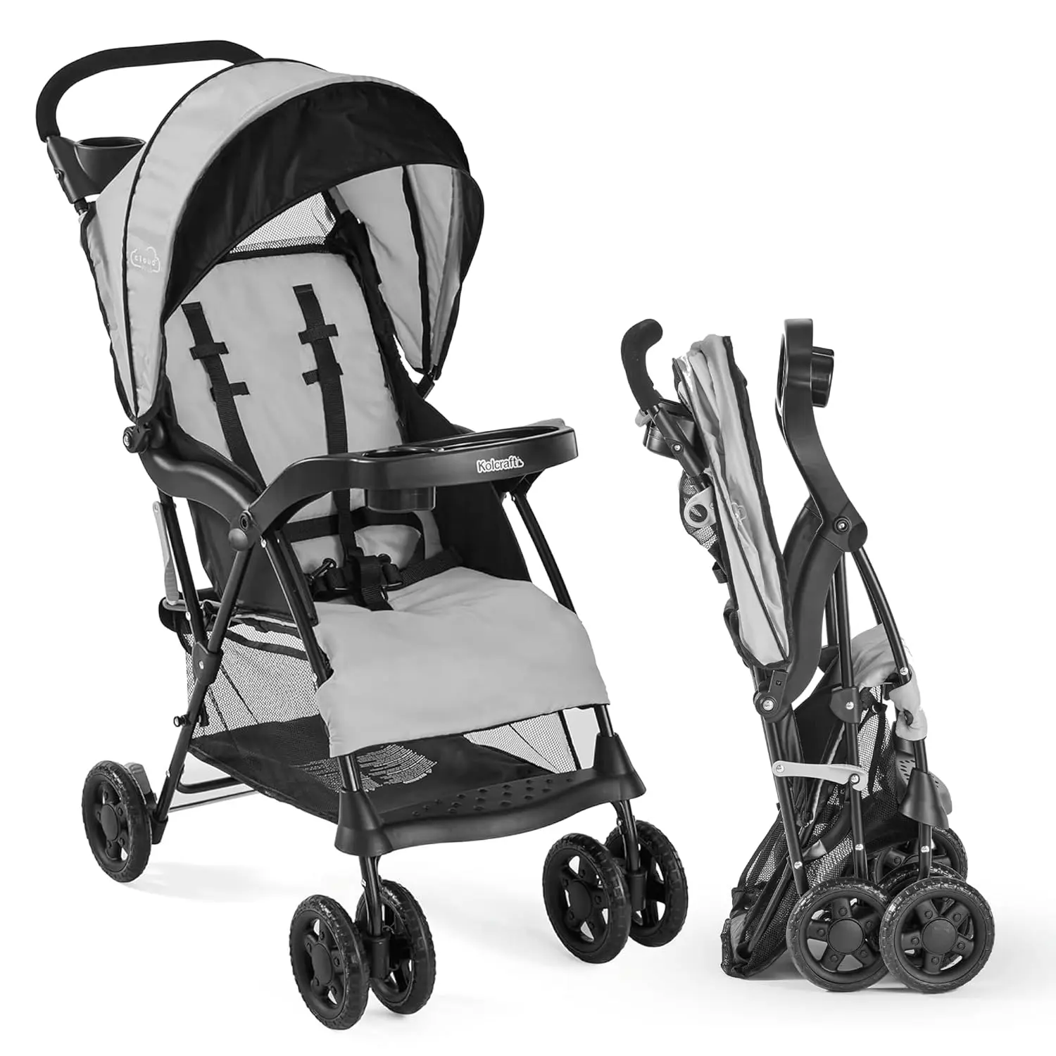 

Lightweight Umbrella Stroller for Toddlers with Reclining Seat, Large Storage Basket, Canopy, Trays, Compact Fold for Travel