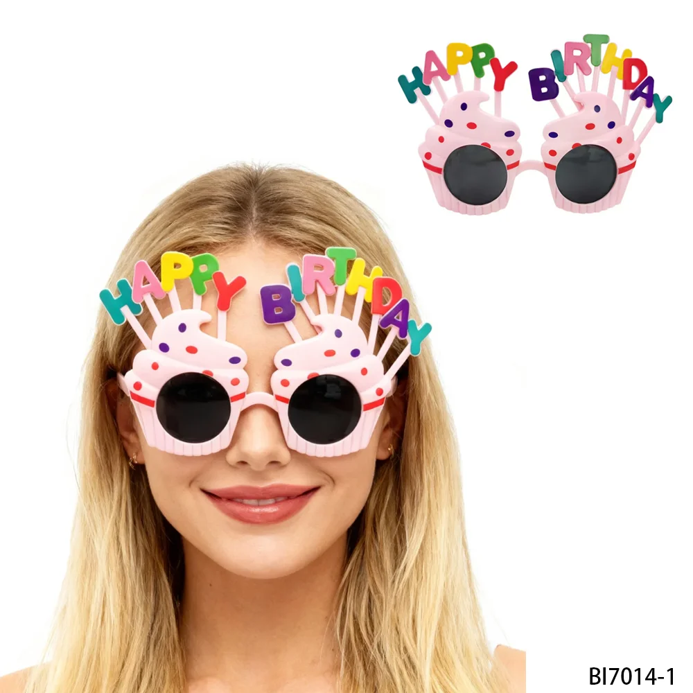 

PESENAR Pink cupcakes with "Happy Birthday" birthday glasses, eye-catching and fun accessories for birthday parties.