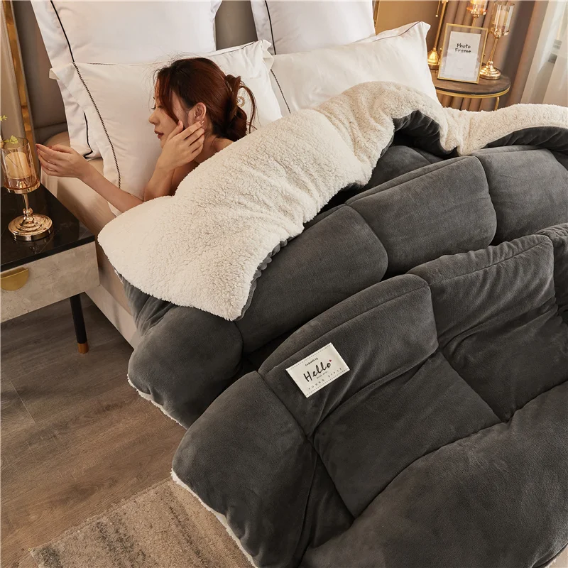 لحاف دافئ من الصوف الفانيلا الفاخر لخريف وشتاء، لحاف مريح ناعم وصديق للبشرة، مقاسات كاملة (كوين/كينج)