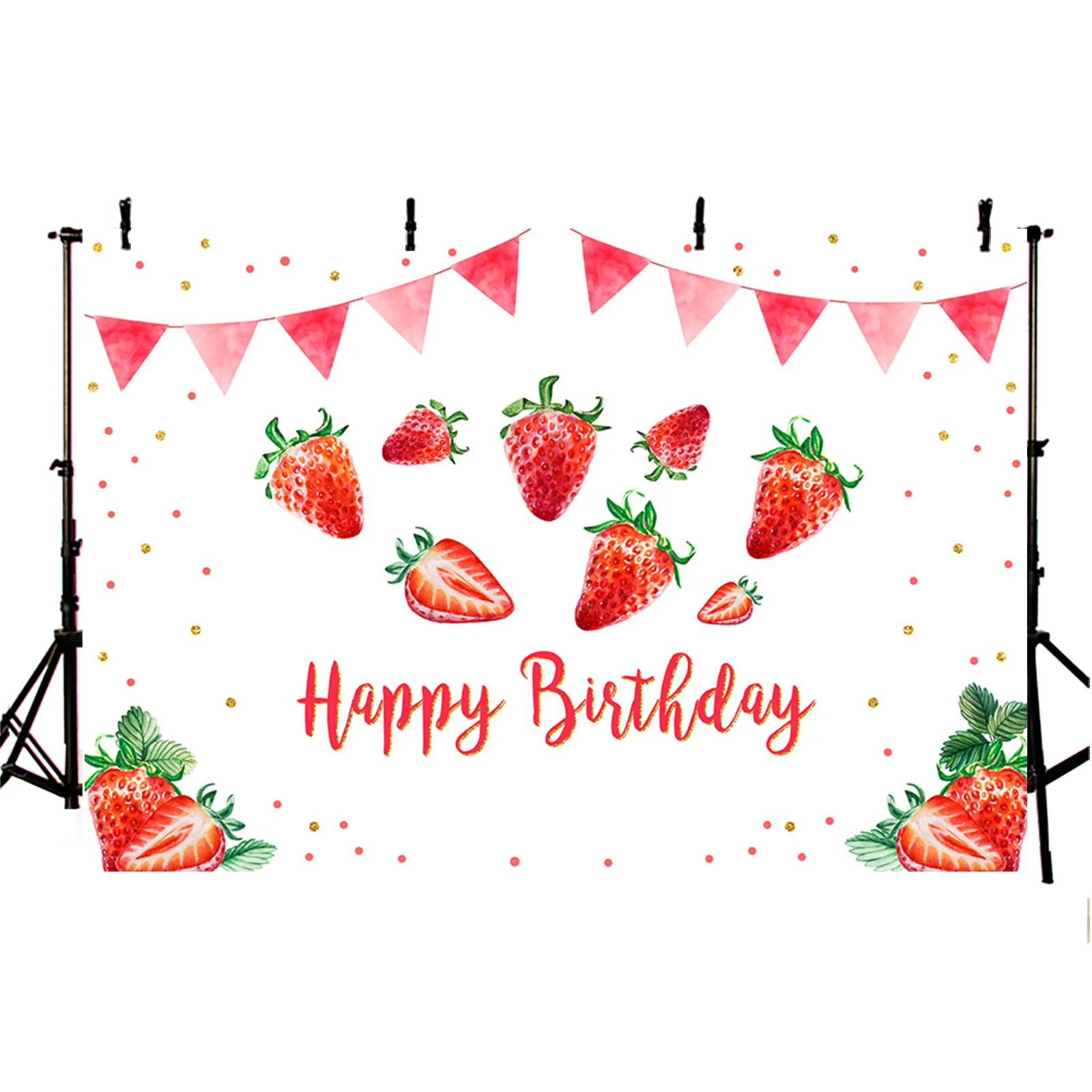 AIBIIN Happy Birthday Photography Background Red Fruit Strawberry Backdrop Party Decoration Kids Child Portrait Photo Studio