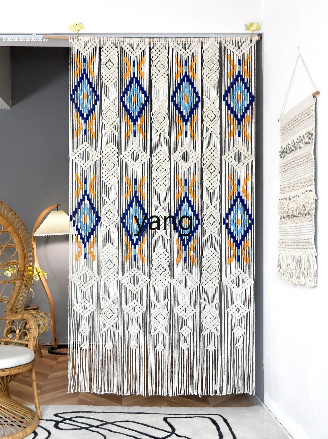 CX Hand-Woven Pure Cotton Portiere Curtains Hallway Half Shade Partition Block People Punch-Free