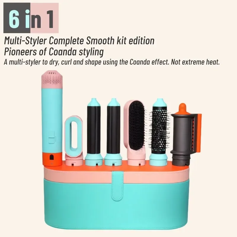 

【CHIMU HOME】 6 in 1 Portable 1000W Negative Ion Auto Wrap Hair Dryer Curling Iron Straightening Comb Multi Functional Styling