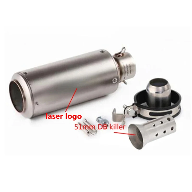 Motorfiets uitlaat inox uitlaat koolstofvezel uitlaat Universele 51/60mm met DB Killer voor z900 R3 R25 MT07 MT09 R1 Z400 Z650