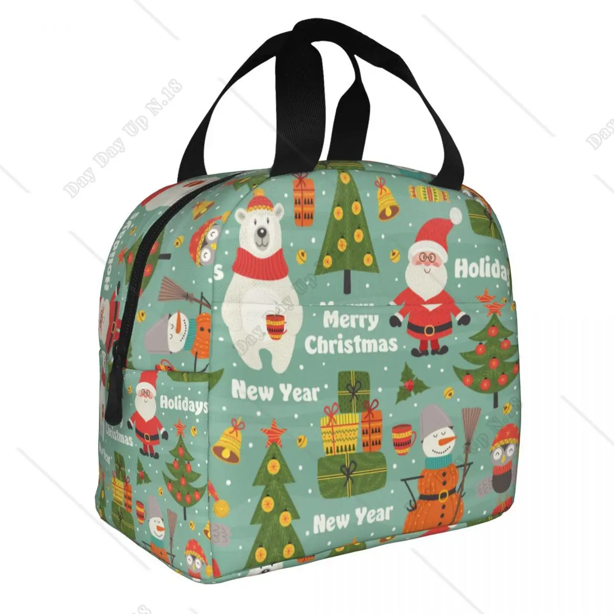 Christmas beat and Santa claus Lunch Bags for unisex Cooler Thermal Insulated Bento Box Outdoor Food Picnic Storage Bag