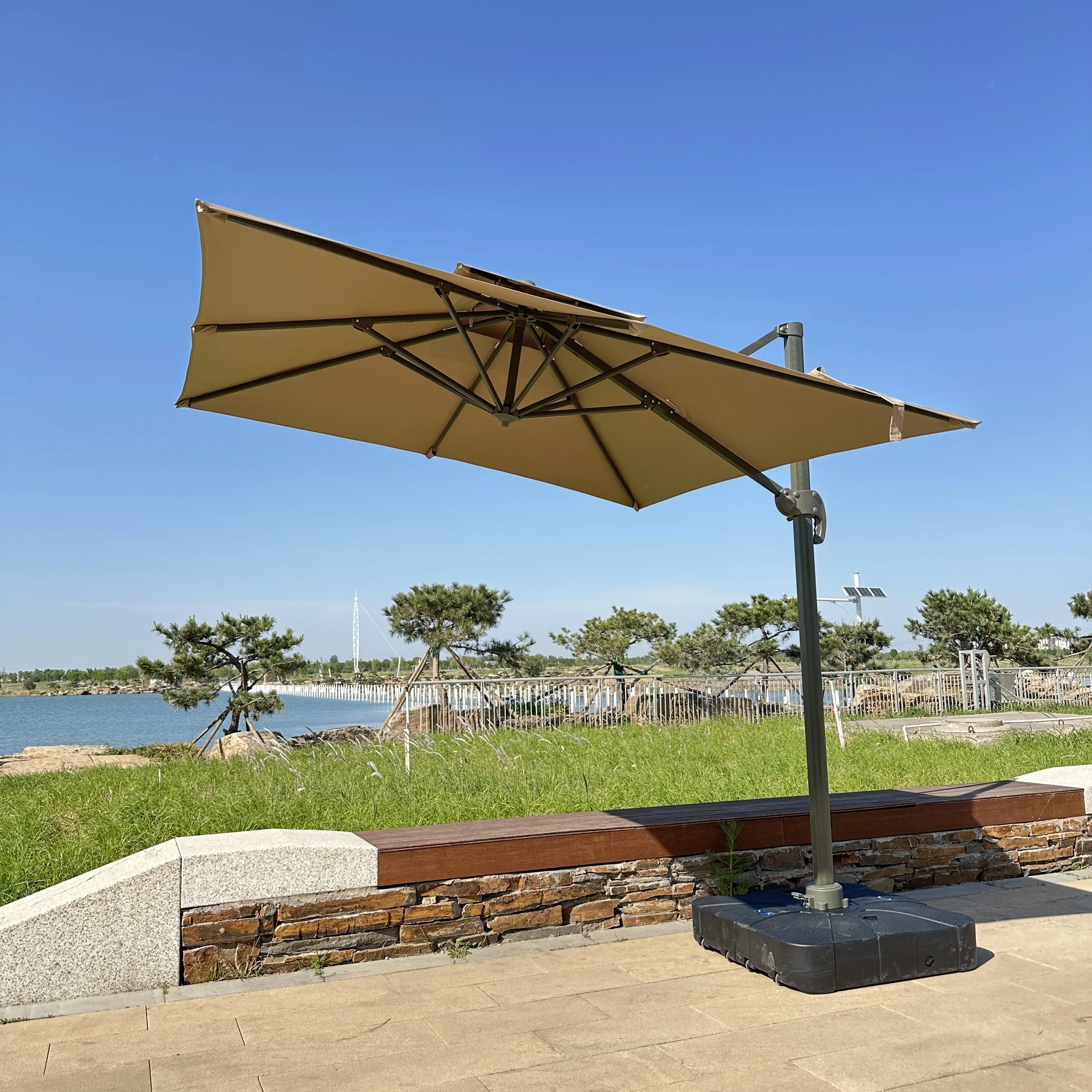 

High Quality Roman Sunshade Umbrella 8 Ribs Foldable Aluminum Frame Heavy- Waterproof Anti-UV Outdoor Garden Courtyard