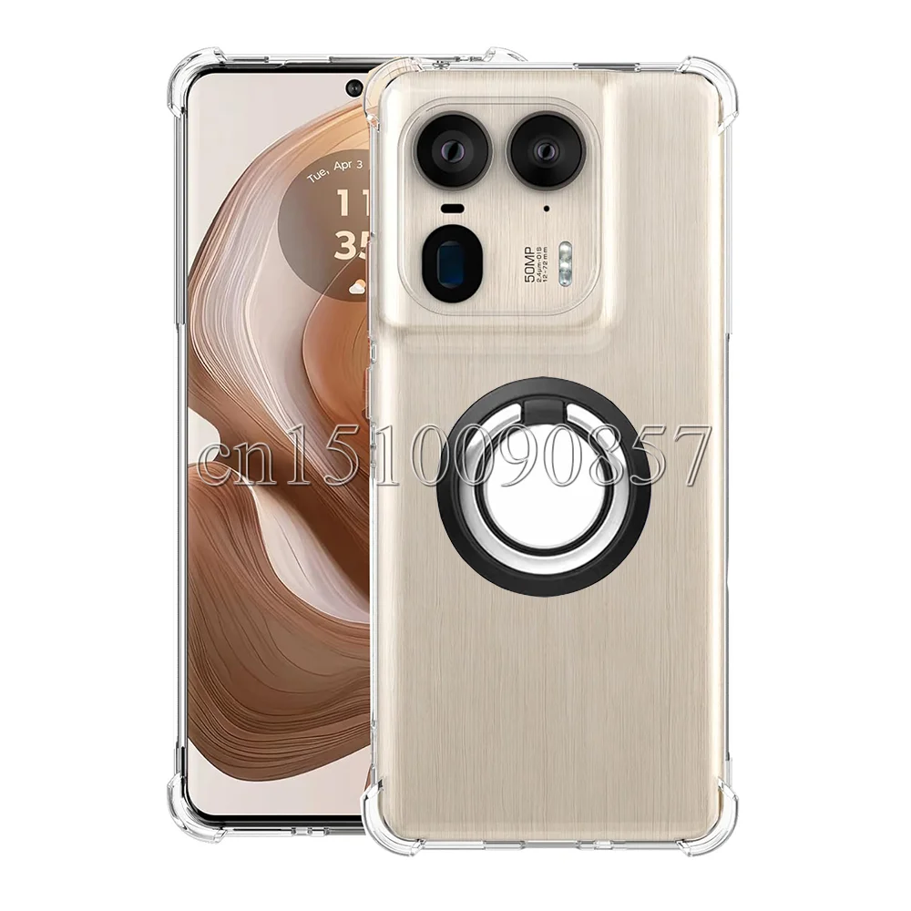 Ring Holder Case for Moto X50 Ultra Reinforced Corner Soft TPU Clear Shockproof Cover for Motorola Moto Edge 50 Ultra  Couqe