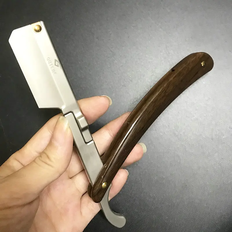 الفولاذ المقاوم للصدأ للطي سكين الحلاقة اللحية مستقيم الحلاقة تصفيف الشعر أداة الرجال دليل الراحة الشعر المتقلب ماكينة حلاقة Barbeador #4