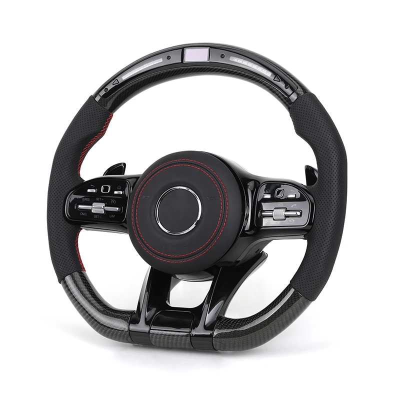 

Полуперфорированный кожаный карбоновый светодиодный руль для Mercedes Benz W213 W205 206 W222 GLC X253 C253 CLA W117 CLA45 S63 C63 AMG
