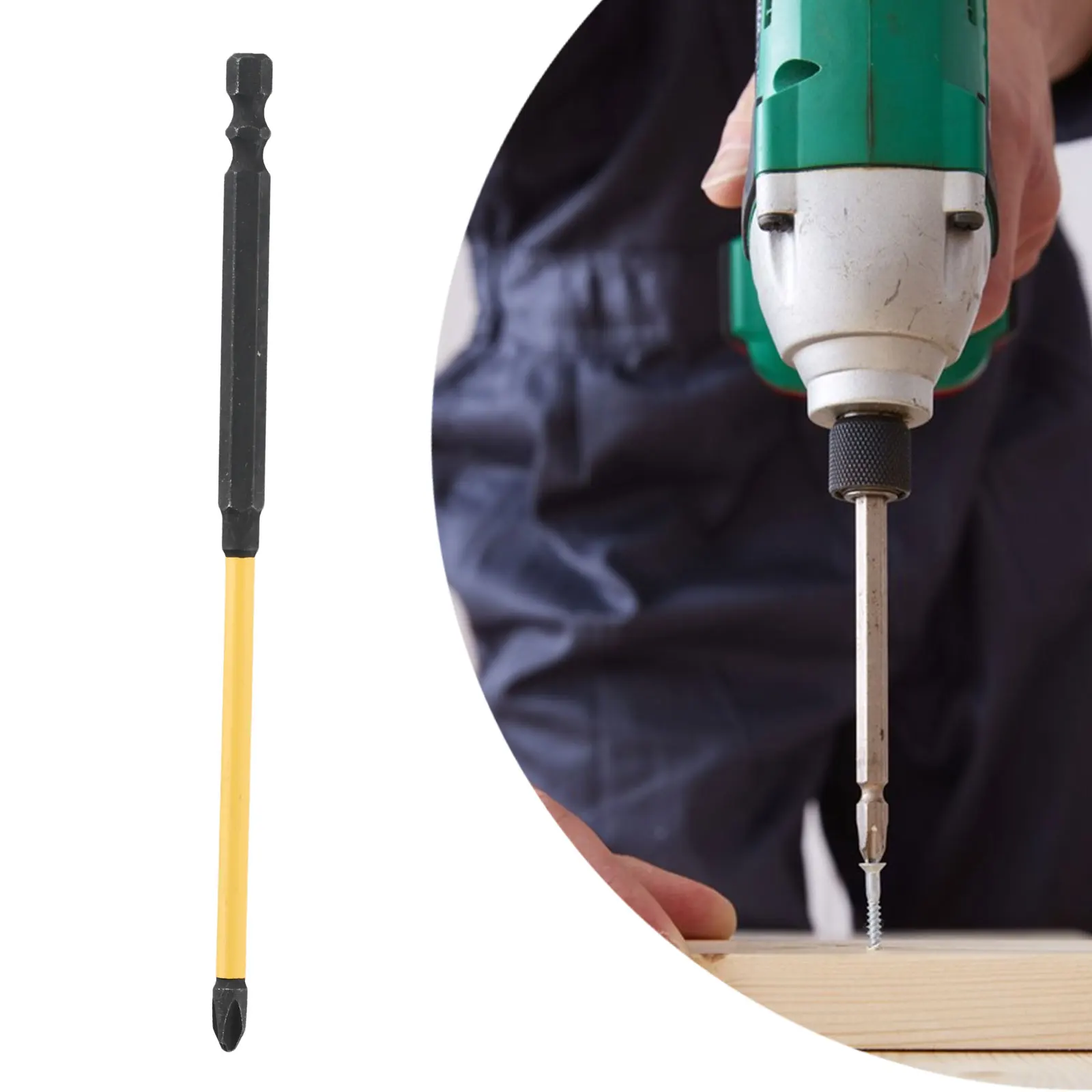 Professional Cross Impact Screwdriver Set, adequado para chaves de fenda elétricas e brocas, disponível em preto e amarelo