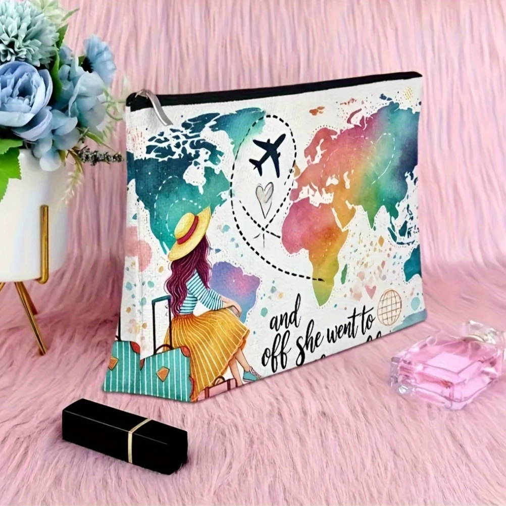 Una borsa per il trucco Bravely che riceve sogni cambiano il mondo: simpatica custodia multifunzionale con cerniera per donna, borsa per riporre gioielli