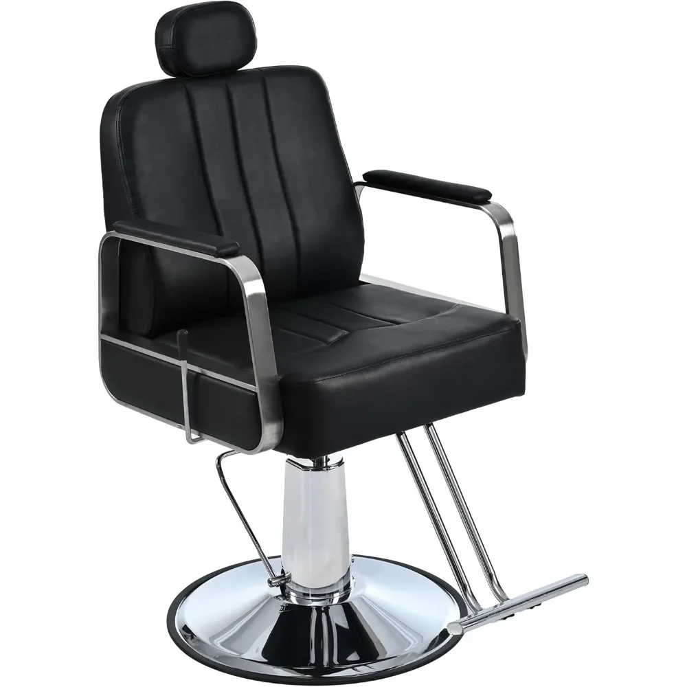 

Premium Reclining Barber Chair Salon Chair for Hair Stylist with Heavy Duty Hydraulic Pump, 360° Rotation, Tattoo Chair Shampoo