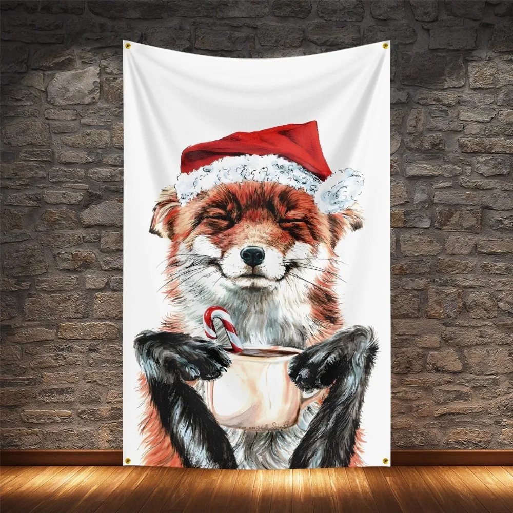 Merry Christmas Flag Polyester Digital Printing Holiday Banner Gifts